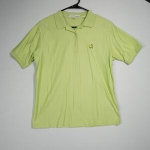 VTG Magnolia Lane Masters Golf Polo Shirt Chartruese Herringbone Cotton Size M